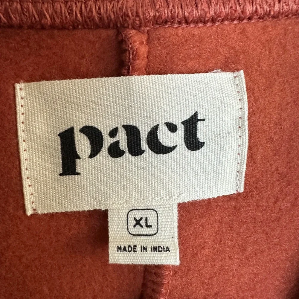Pact Mens XL Burnt Orange‎ Organic Cotton Fleece Crewneck Sweatshirt Pockets - Picture 5 of 9